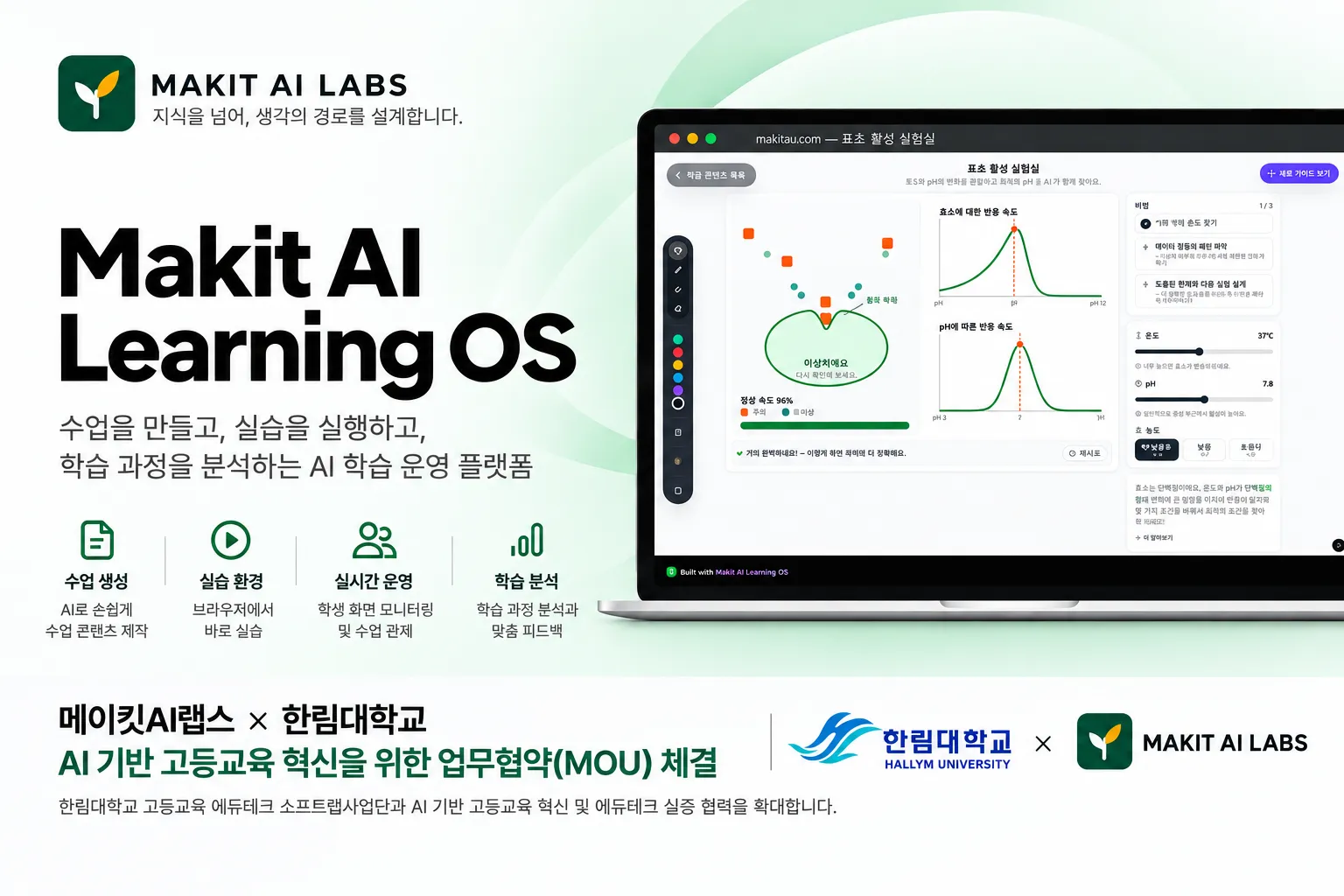 메이킷AI랩스, 한림대학교와 MOU 체결… AI Learning OS 대학 실증 확대