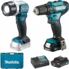 Makita Akku-Bohrschrauber DF333DSAL1 + ML106, 12V Max., Mit Akku-Handstrahler 20
